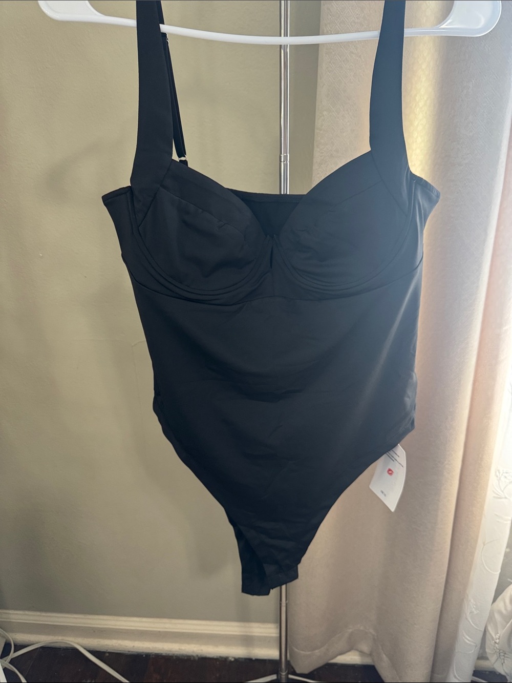 Black Underwire Shapewear Bodysuit with Wide Straps